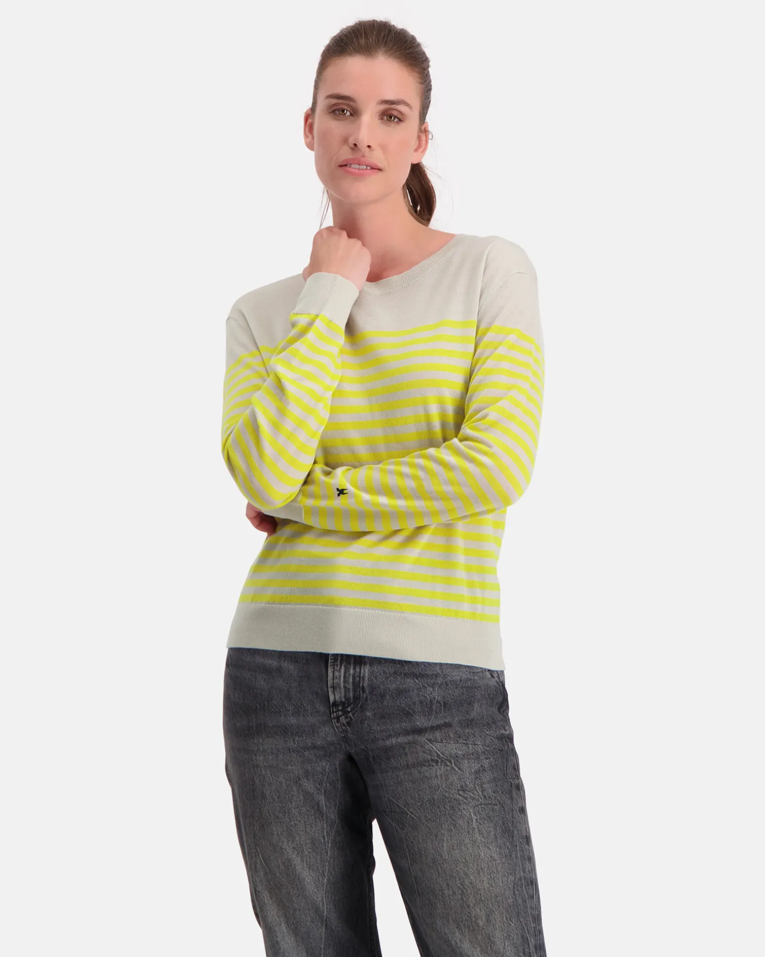 Luxueuze 100% Merino Smerlada Gestreepte Blouse